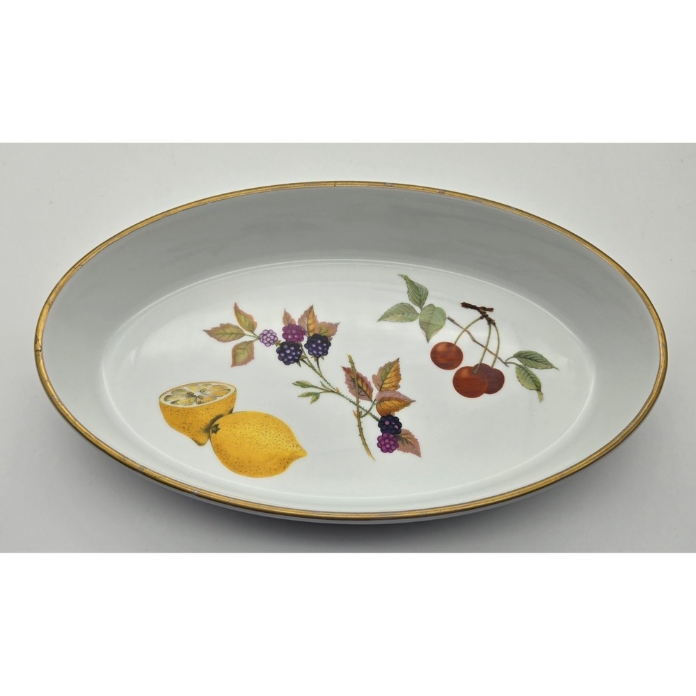 Royal Worcester Evesham‎ Oval Serving Dish Fine Porcelain England Guilding Wear